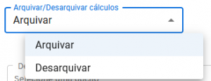 I1341 - Arquivar Desarquivar cálculos - Opções